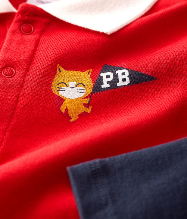Polo de algod&oacute;n de beb&eacute;. rojo/azul